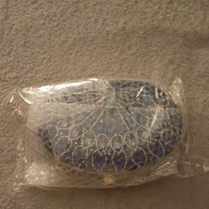 Elegant Blue and Silver Clutch